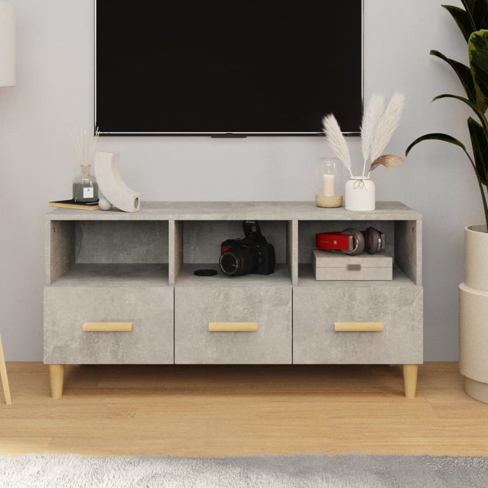 TV cabinet concrete gray 102x36x50 cm made of wood