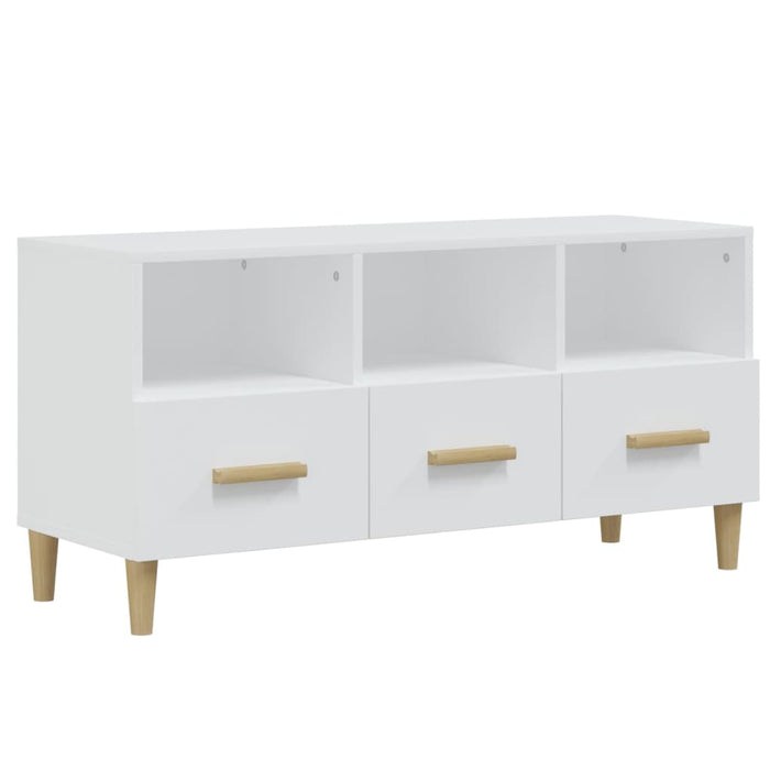 TV cabinet high-gloss white 102x36x50 cm made of wood