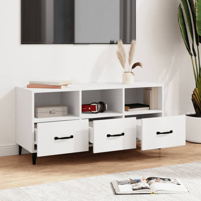 TV cabinet white 102x35x50 cm made of wood
