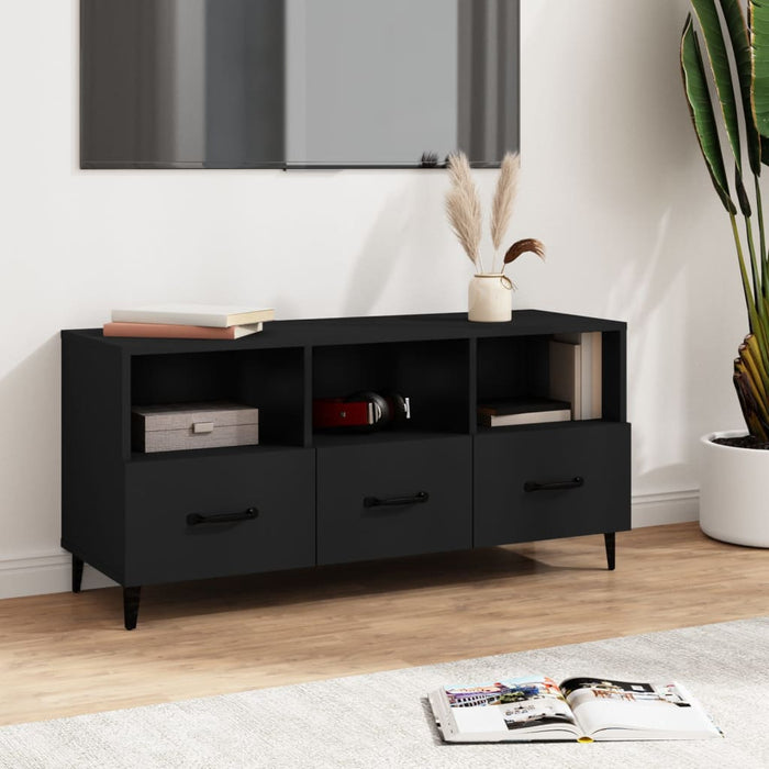 TV cabinet black 102x35x50 cm made of wood