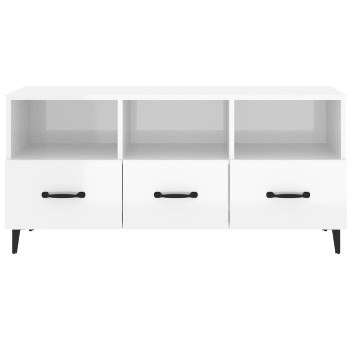 TV cabinet high-gloss white 102x35x50 cm made of wood
