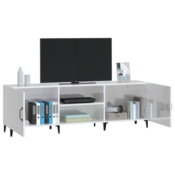 TV cabinet high-gloss white 150x30x50 cm made of wood