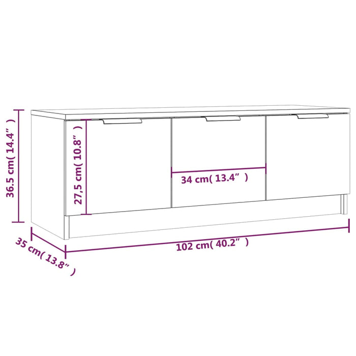 TV-Schrank Braun Eichen-Optik 102x35x36,5 cm Holzwerkstoff