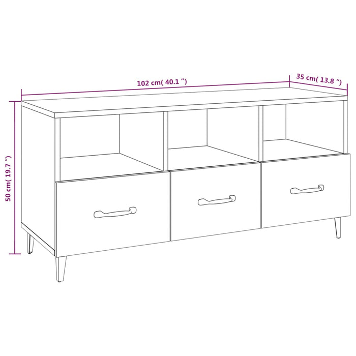 TV-Schrank Grau Sonoma 102x35x50 cm Holzwerkstoff
