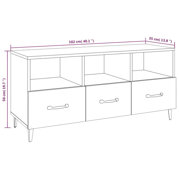 TV-Schrank Braun Eichen-Optik 102x35x50 cm Holzwerkstoff