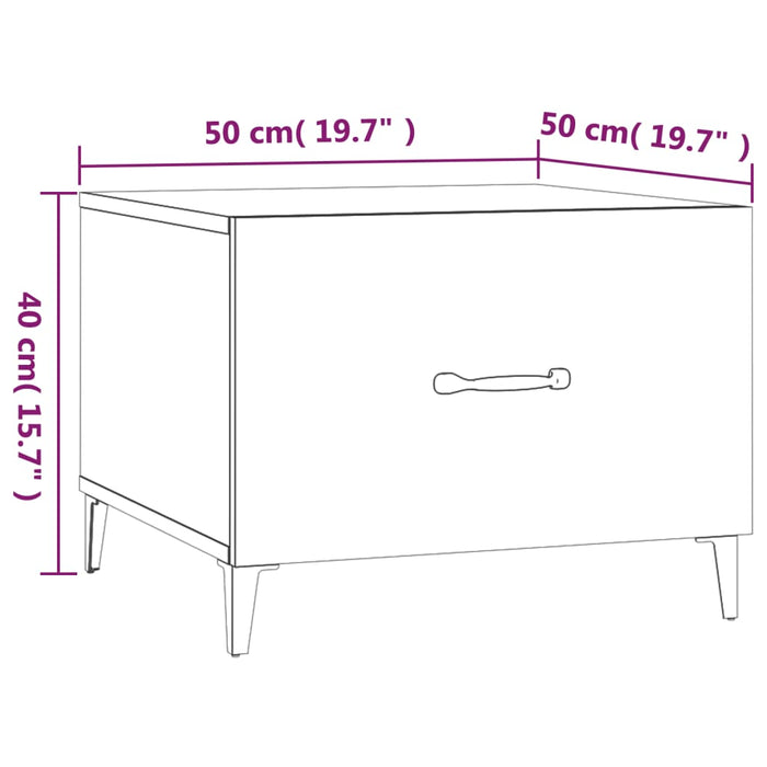 Coffee table with metal legs Gray Sonoma 50x50x40 cm