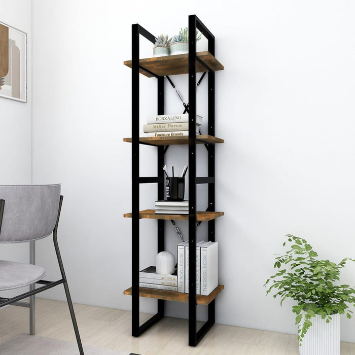 Bücherregal 4 Fächer Räuchereiche 40x30x140 cm Holzwerkstoff