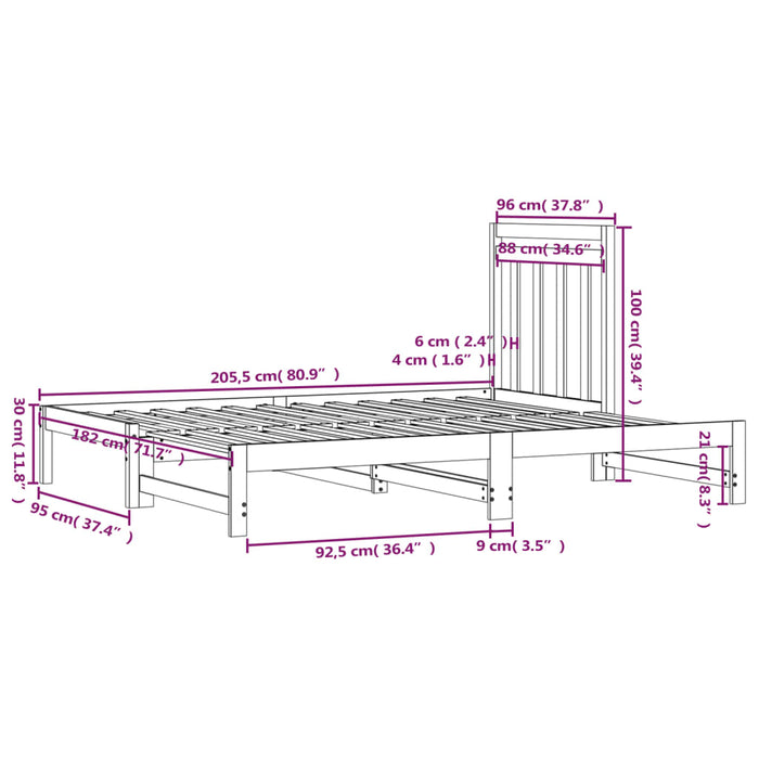 Tagesbett Ausziehbar 2x(90x200) cm Massivholz Kiefer