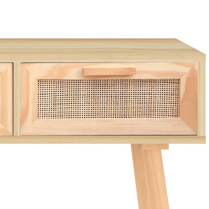 Konsolentisch Inga in Braun 105x30x75 cm Massivholz Kiefer Natur-Rattan