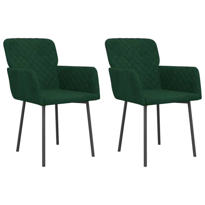 Dining room chairs 2 pcs. Dark green velvet
