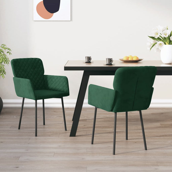 Dining room chairs 2 pcs. Dark green velvet