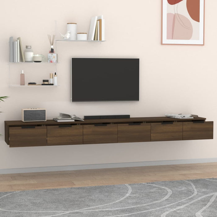 Wall cabinets 2 pieces. Brown oak look 102x30x20cm wood material