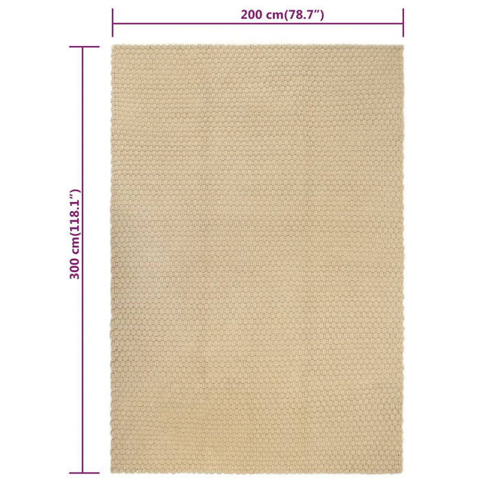 Rectangular carpet natural 200x300 cm cotton