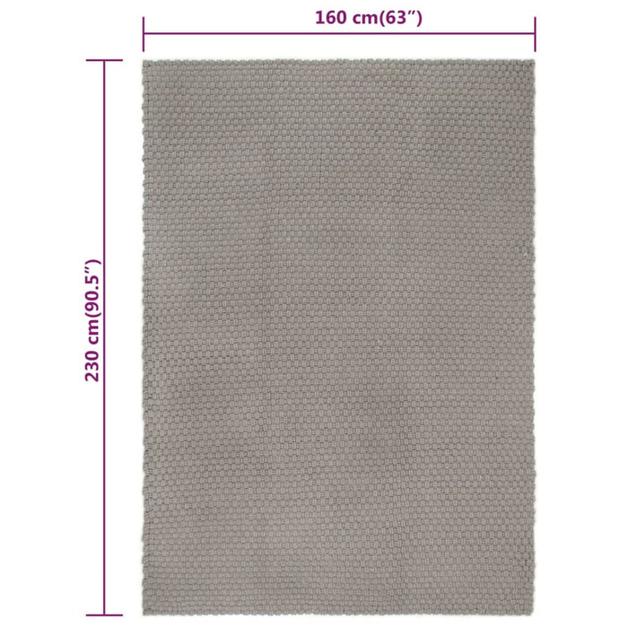 Rectangular gray rug 160x230 cm cotton