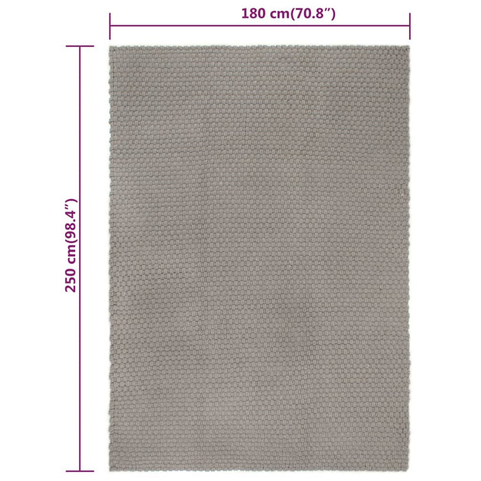 Rectangular carpet gray 180x250 cm cotton