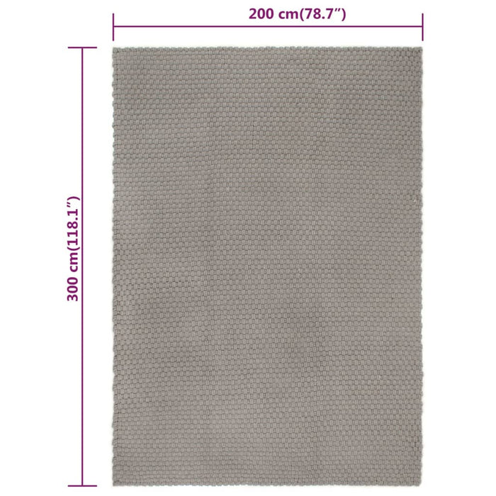 Rectangular carpet gray 200x300 cm cotton