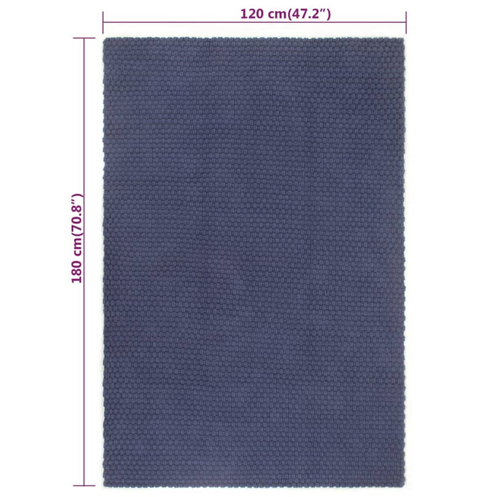 Rectangular carpet navy blue 120x180 cm cotton
