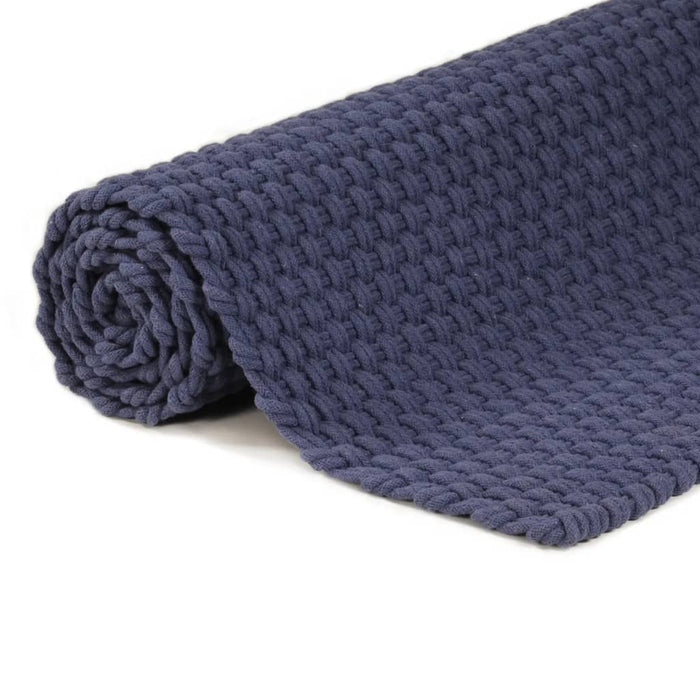 Rectangular carpet navy blue 160x230 cm cotton