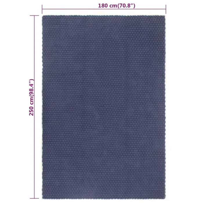 Rectangular carpet navy blue 180x250 cm cotton