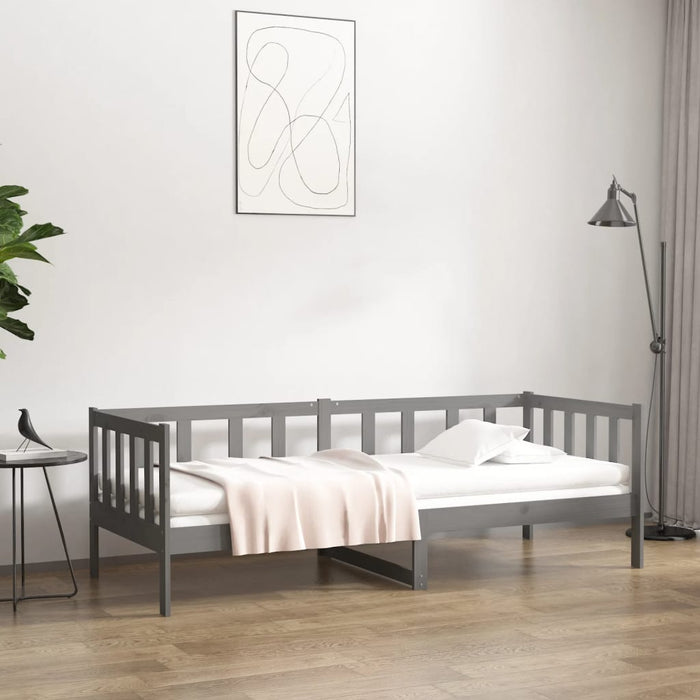 Tagesbett Grau 90x190 cm Massivholz Kiefer