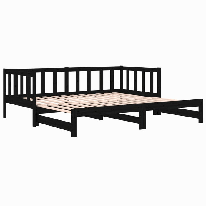 Tagesbett Ausziehbar Schwarz 2x(80x200) cm Massivholz Kiefer