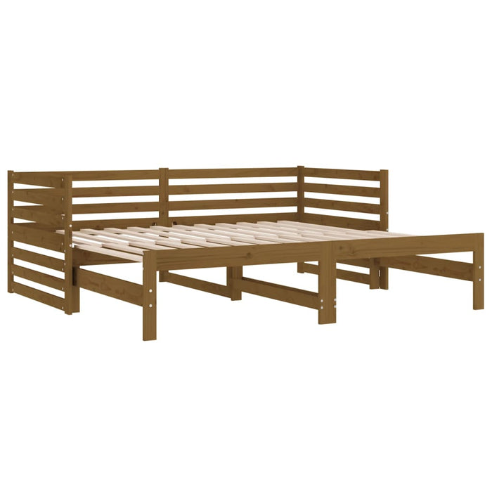 Tagesbett Ausziehbar Honigbraun 2x(80x200) cm Massivholz Kiefer
