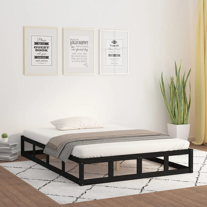 Massivholzbett Schwarz 150x200 cm