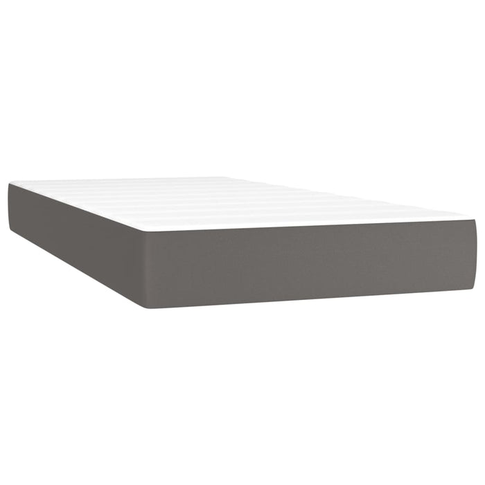 Pocket spring mattress gray 80x200x20 cm artificial leather