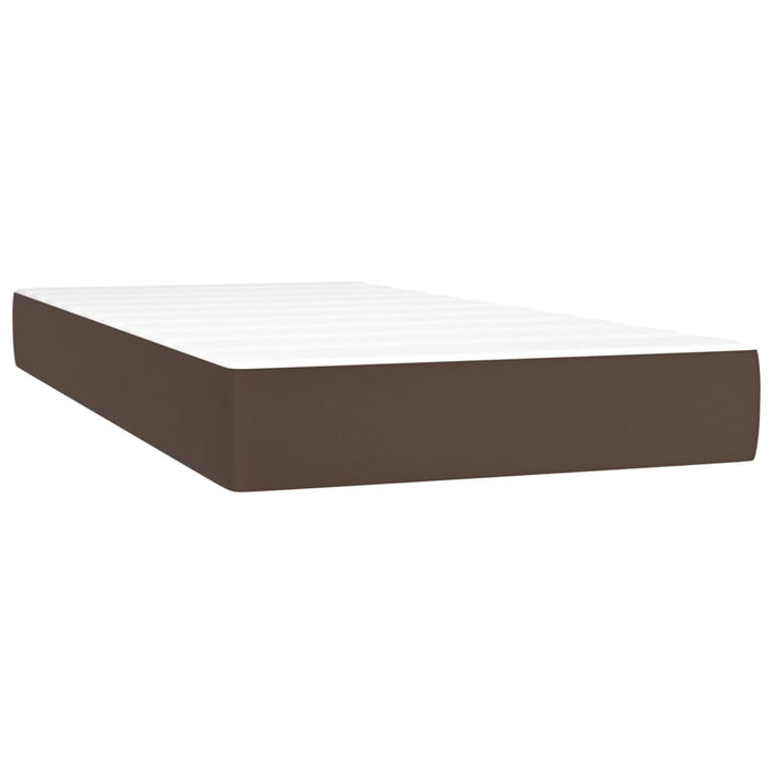 Pocket spring mattress brown 90x200x20 cm artificial leather