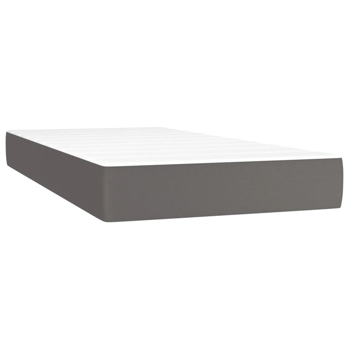 Pocket spring mattress gray 100x200x20 cm artificial leather