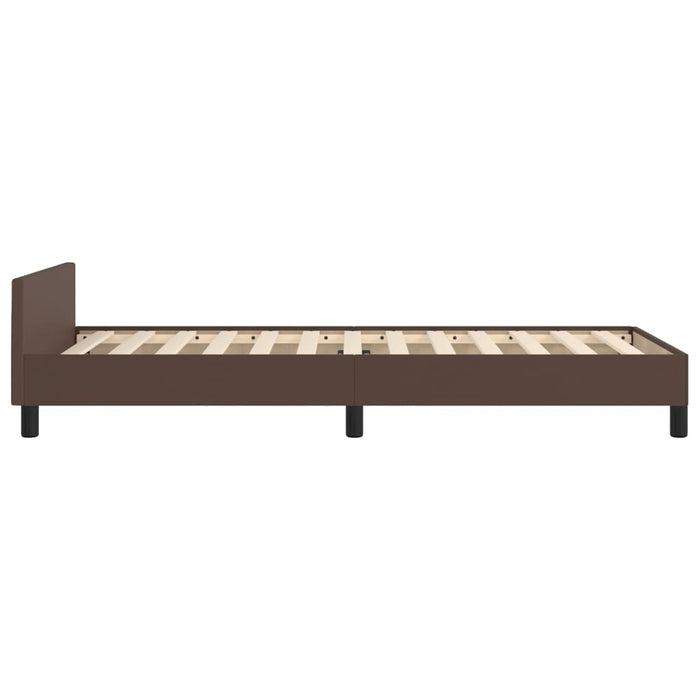 Bed frame with headboard brown 80x200 cm faux leather