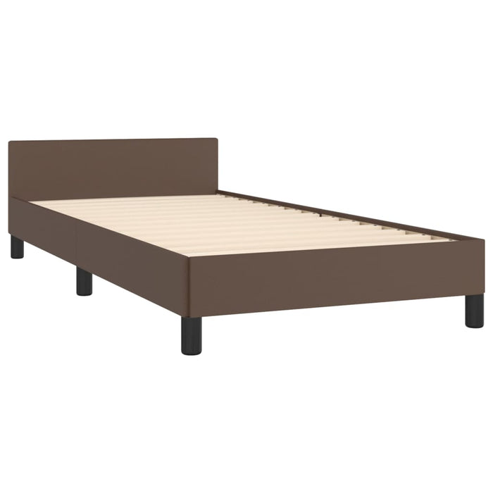 Bed frame with headboard brown 90x200 cm faux leather