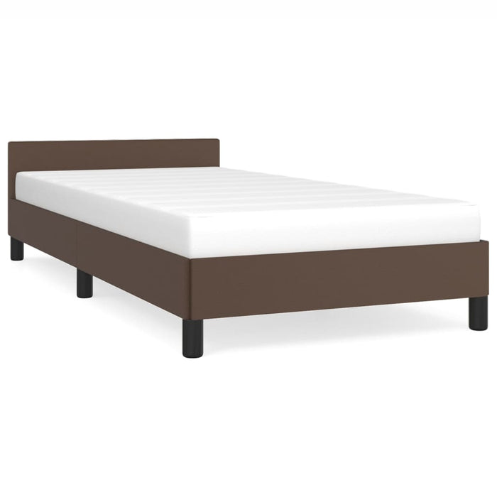 Bed frame with headboard brown 100x200 cm faux leather