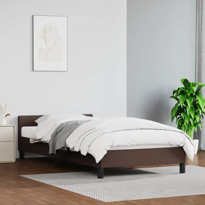 Bed frame with headboard brown 100x200 cm faux leather