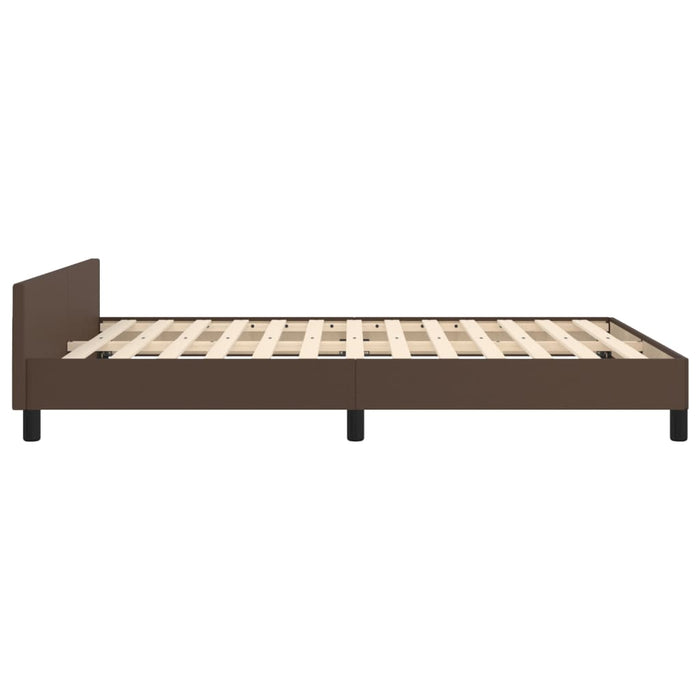 Bed frame with headboard brown 140x190 cm faux leather