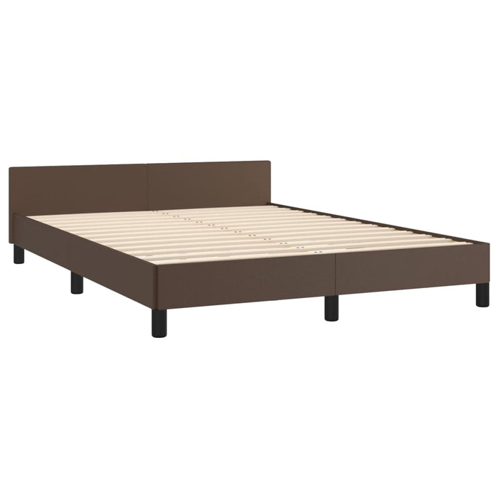 Bed frame with headboard brown 140x200 cm faux leather