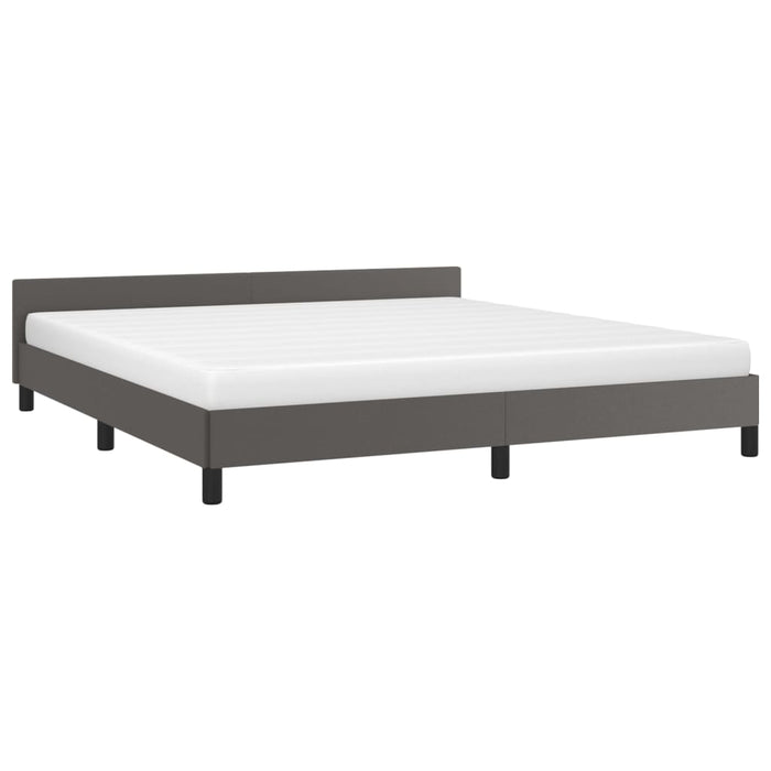 Bed frame with headboard gray 180x200 cm faux leather