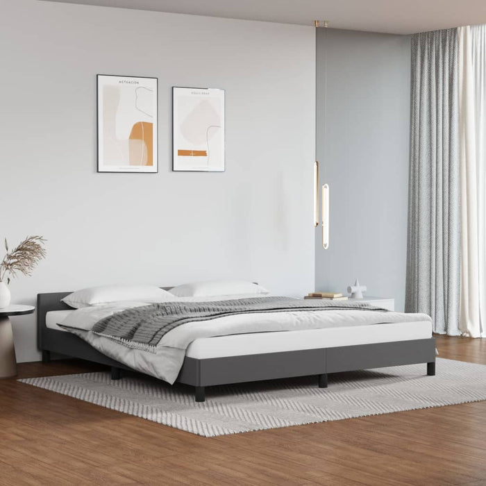 Bed frame with headboard gray 180x200 cm faux leather
