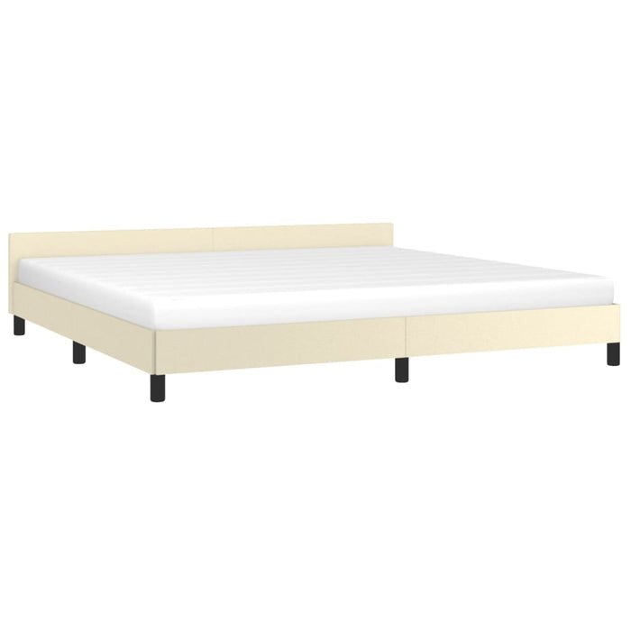 Bed frame with headboard cream 200x200 cm faux leather