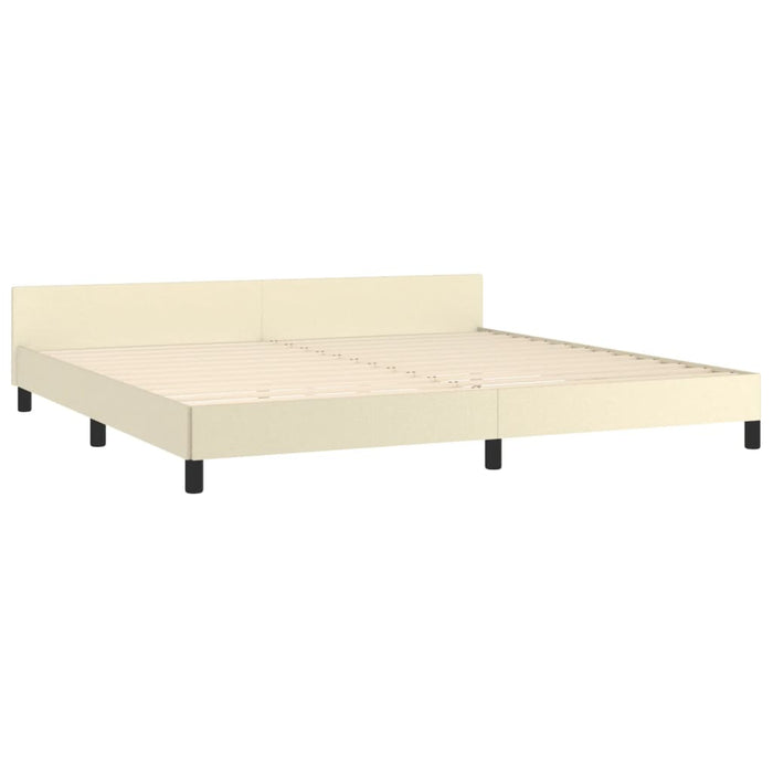 Bed frame with headboard cream 200x200 cm faux leather