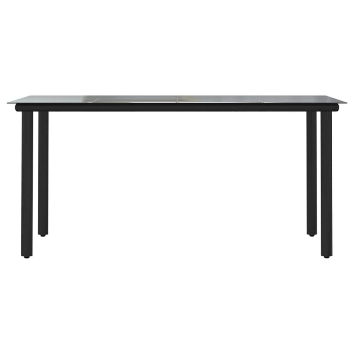 Garten-Esstisch Schwarz 160x80x74 cm Stahl und Hartglas