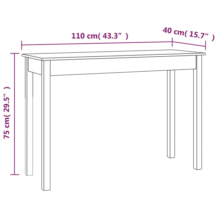 Console table gray 110x40x75 cm solid pine wood