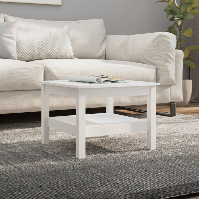 Coffee table white 55x55x40 cm solid pine wood