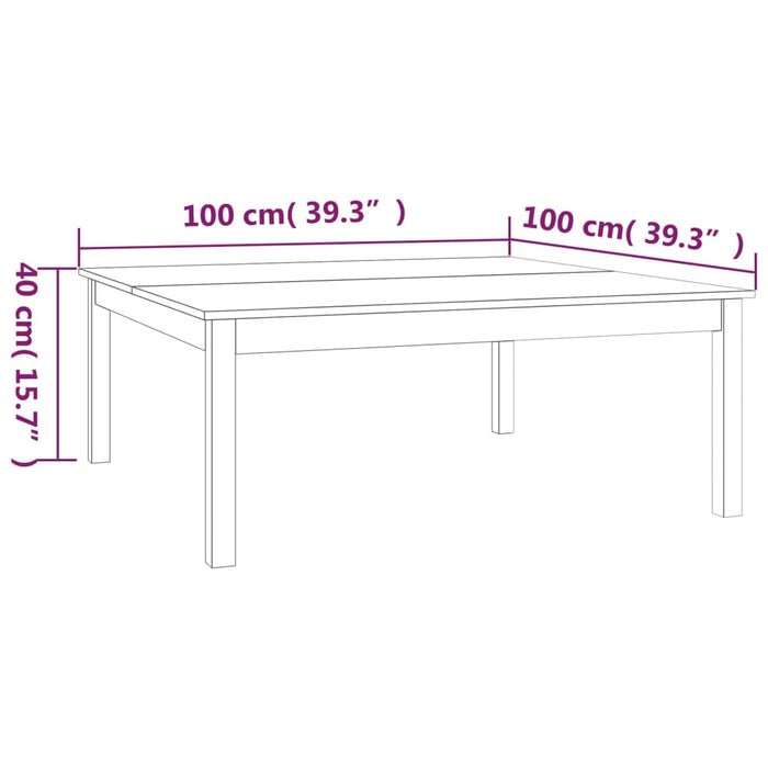 Coffee table 100x100x40 cm solid pine wood
