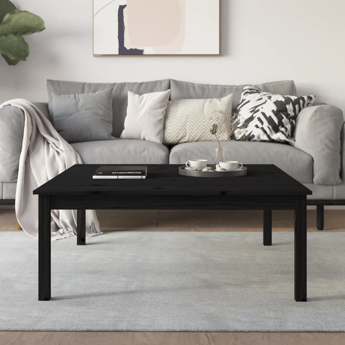 Couchtisch Schwarz 100x100x40 cm Massivholz Kiefer