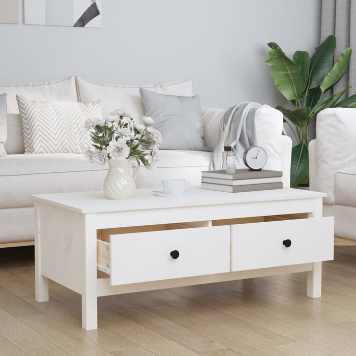 Coffee table white 100x50x40 cm solid pine wood