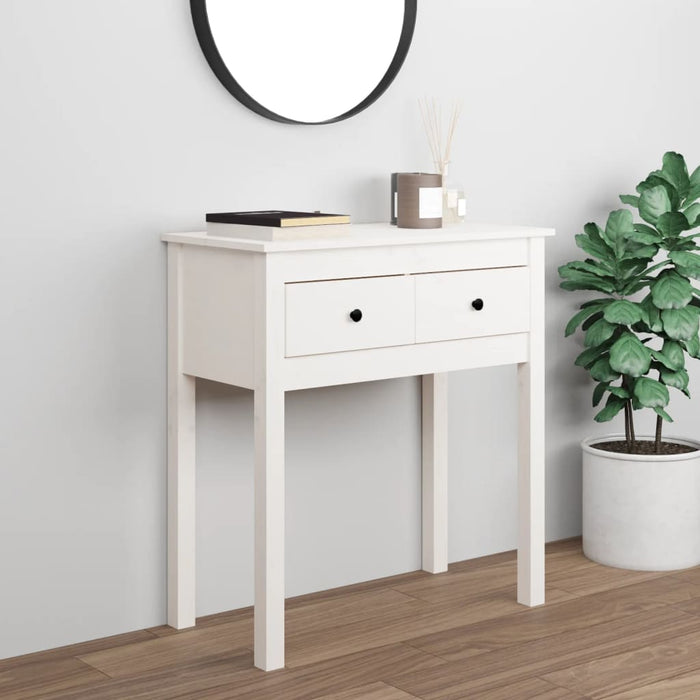 Console table white 70x35x75 cm solid pine wood