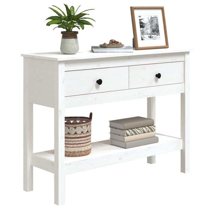 Console table white 100x35x75 cm solid pine wood