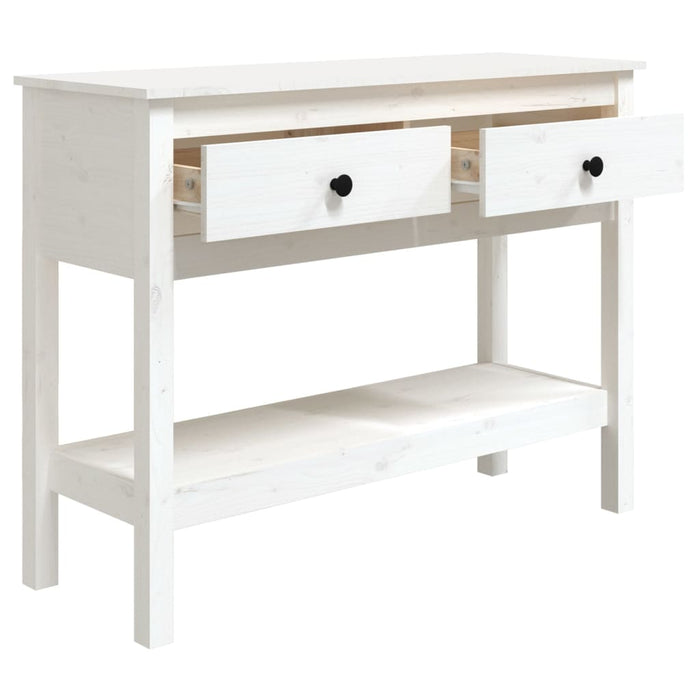 Console table white 100x35x75 cm solid pine wood