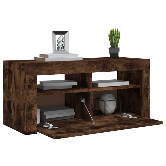 TV-Schrank mit LED-Leuchten Räuchereiche 90x35x40 cm